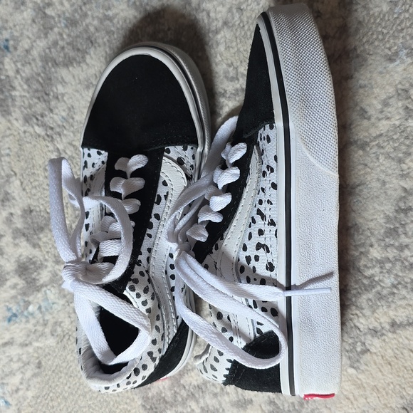 Vans Old Skool Toddler Size 11.5 Black‎ And White Dalmation Polka Dot Sneakers - Picture 2 of 5